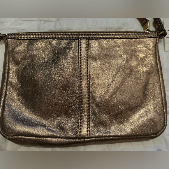 FOSSIL Erin Small Top Zip Crossbody Bag Handbag Copper Rose Gold Metallic NWT - Picture 5 of 12